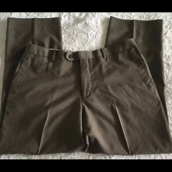 36x30 Jack Victor Men Dress pants Wool Brown Flat - Picture 2 of 5